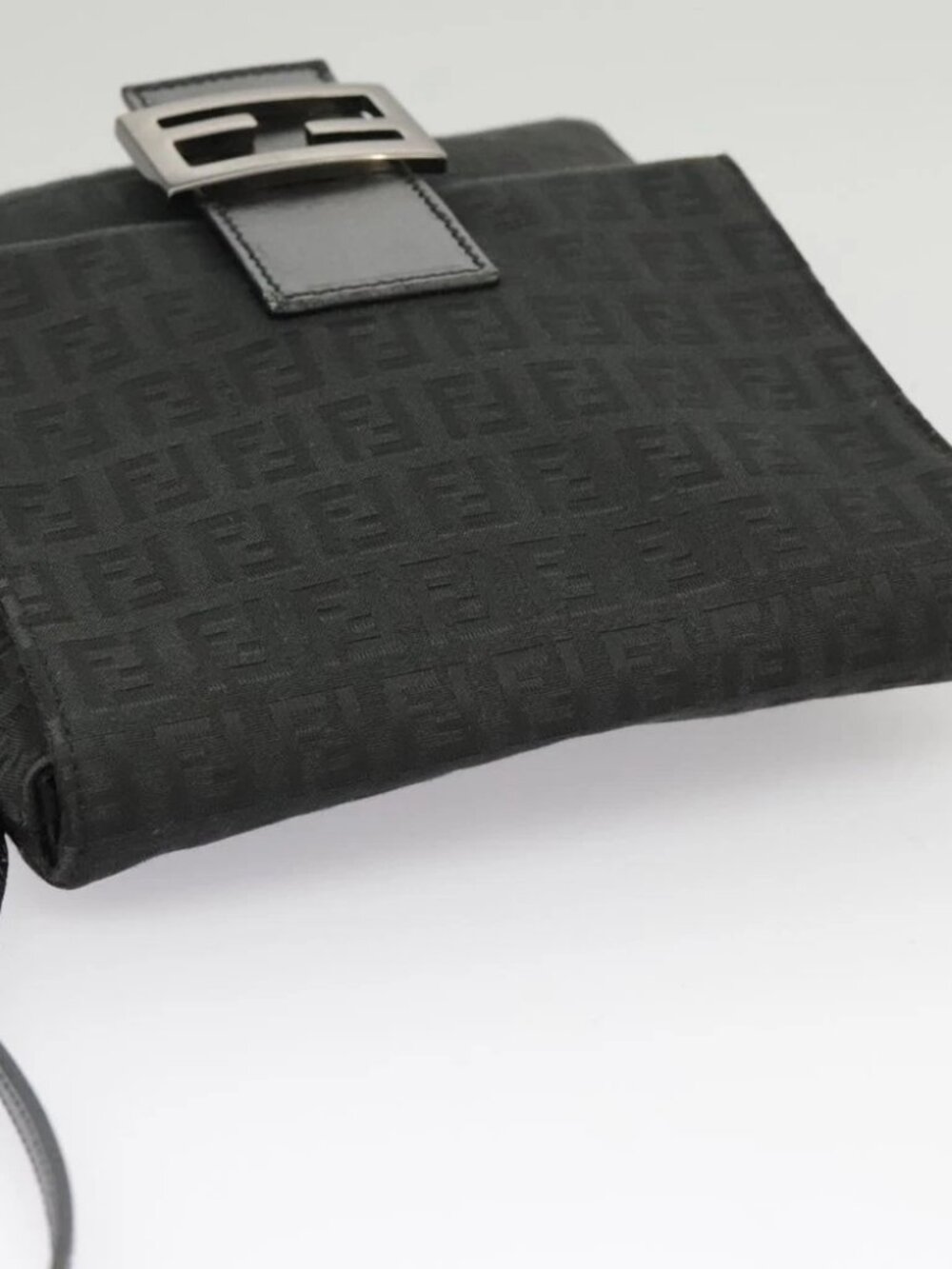 FENDI Zucchino Canvas Mamma Baguette Shoulder Bag Black Auth - Picture 8 of 16